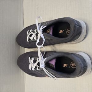 Gray and White Sneakers with Low-Profile Design and Padded Tongue